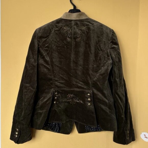 Meindl Austrian Bavarian Trachten Khaki-Green Leather Jacket Size 42 - Picture 2 of 10